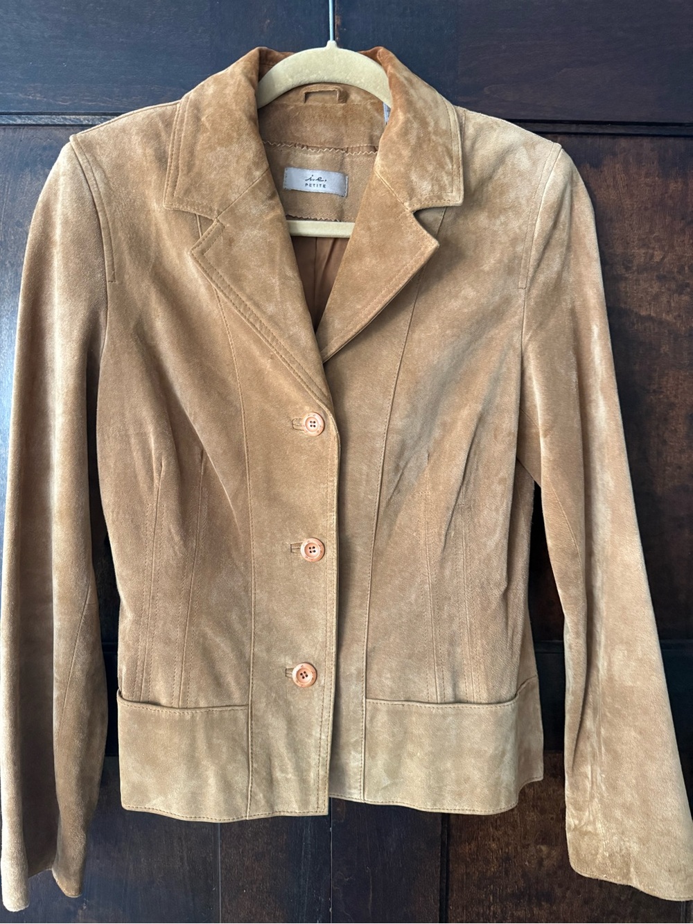 Women's Suede Button-Front Jacket in Tan